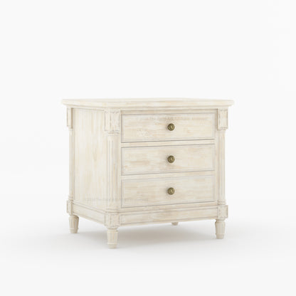 Novato Heritage Solid Wood 3-Drawer Nightstand with Carved Detailing