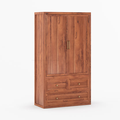 Seward Solid Wood Armoire with Drawers and Hanging Storage