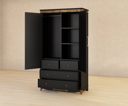 Versailles Grandeur Solid Wood Armoire with Gold Leaf Carved Details