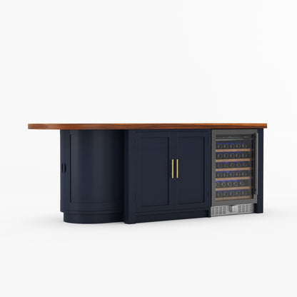 Danville Solid Wood Kitchen Island with Built-In Wine Cooler &amp; Storage Cabinets