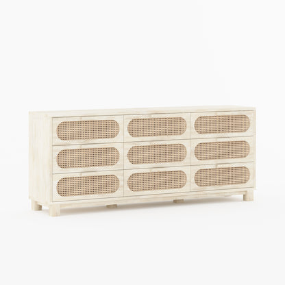 Davis Solid Wood Dresser with Woven Cane Details