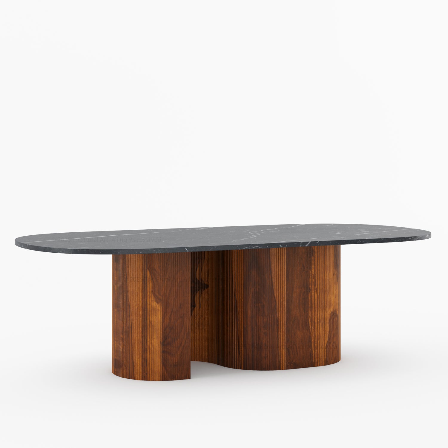 Connersville Modern Stone Top Dining Table with Sculptural Fluted Pedestal Base