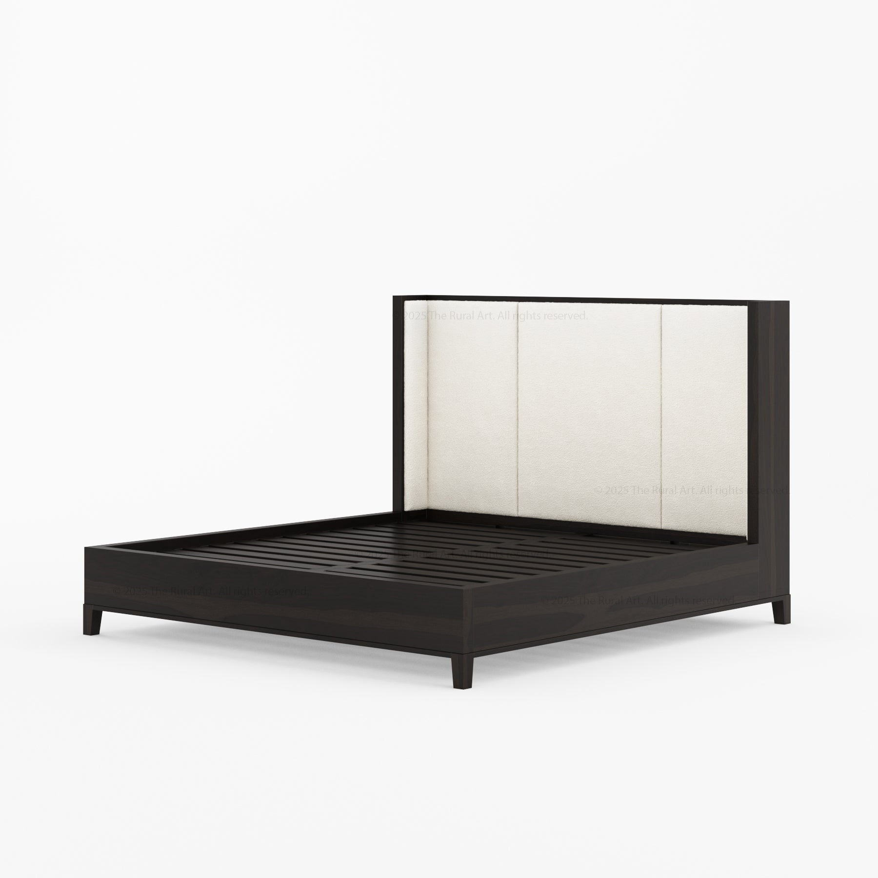 Livingston Luxe Solid Wood Shelter Bed with Bouclé Upholstered