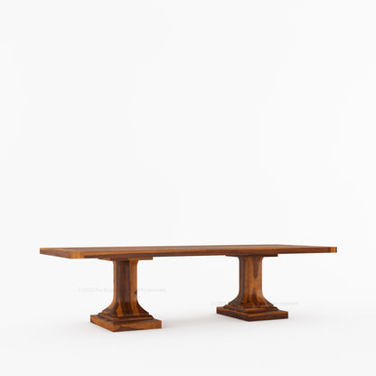 Medina Solid Wood Pedestal Dining Table | Mid-Century Modern Table for 4, 6, 8, 10, or 12