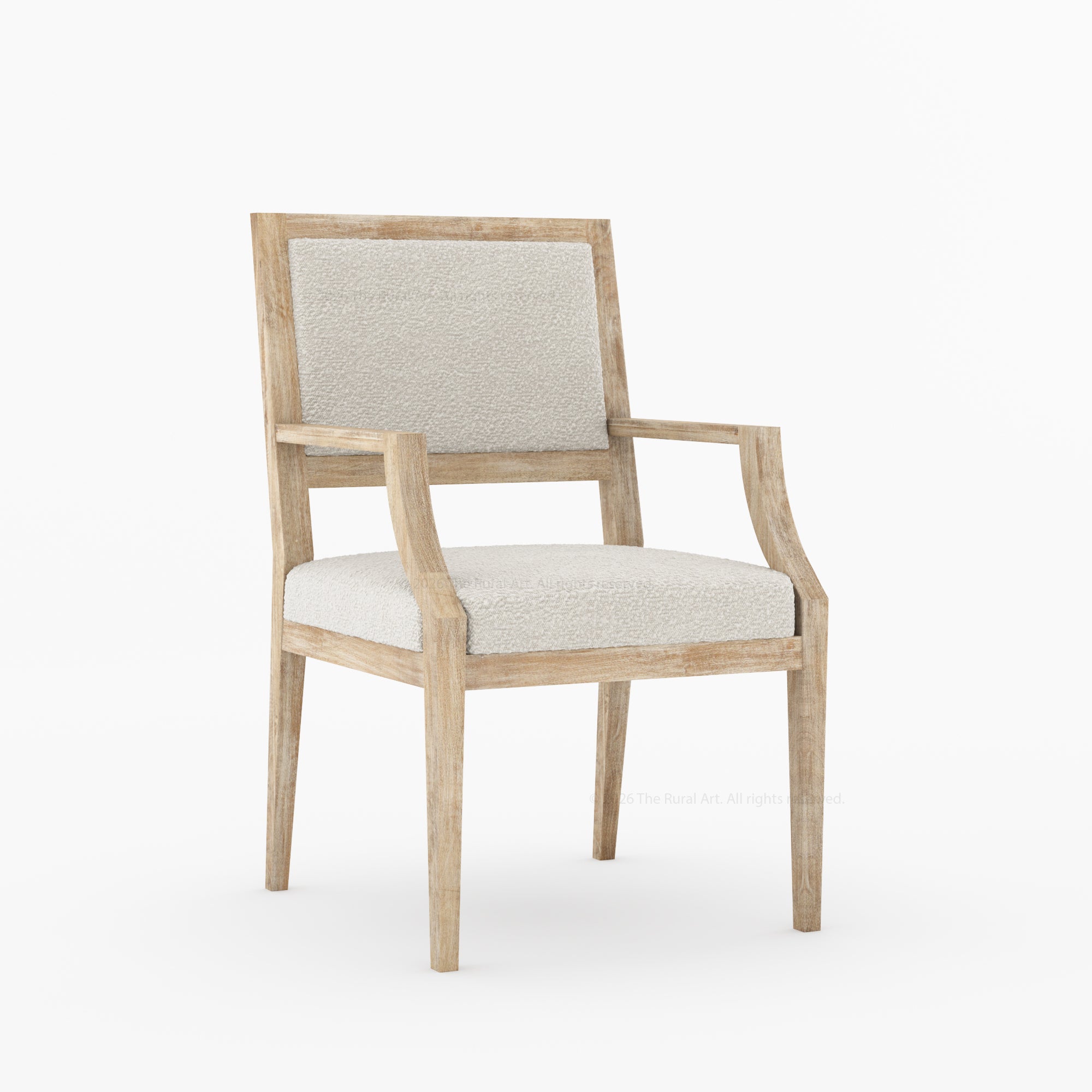 Winslow Solid Wood Dining Arm Chair with Boucle Upholstery