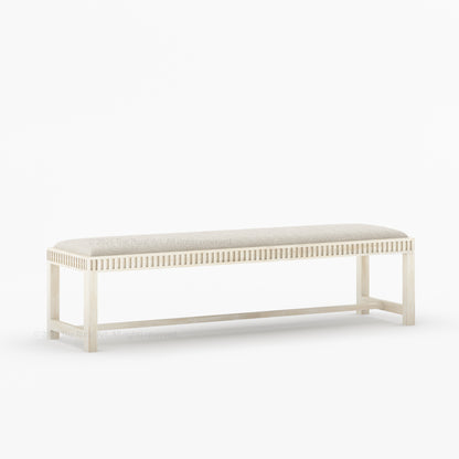 Lewes Fluted Wood Bench | Upholstered Bedroom Bench in Solid Wood Frame