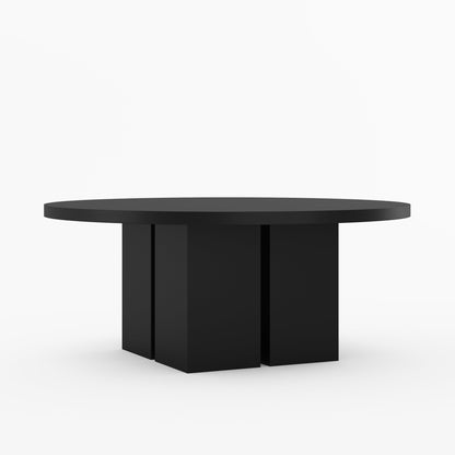 Ozark Round Wooden Pedestal Dining Table with Block Pedestal Base