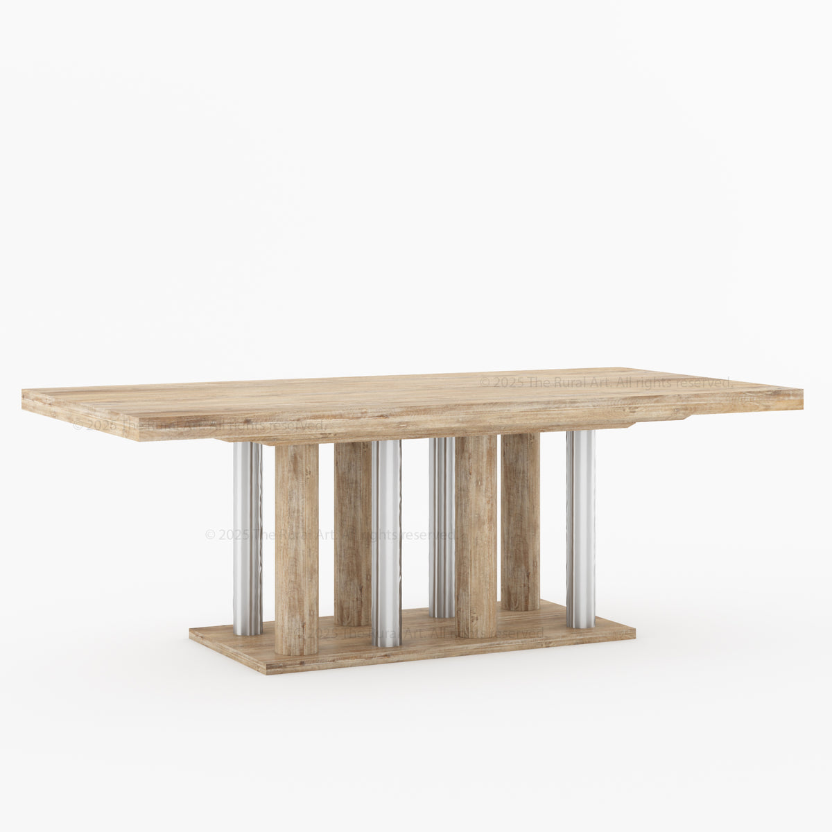Fairbanks Modern Rectangular Wooden Dining Table with Cylinder Pedestal Base