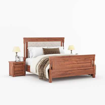 Verona Rustic Solid Wood Tall Headboard Upholstered Bed