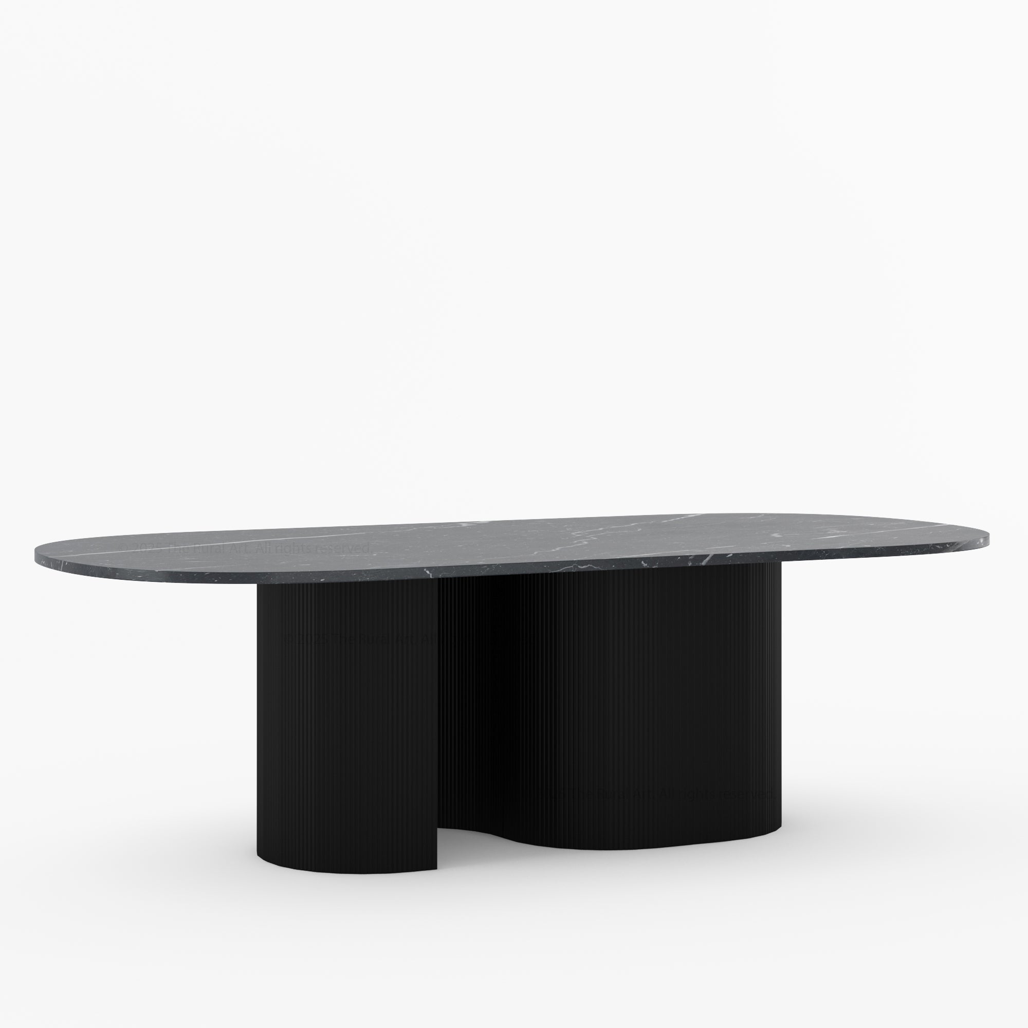 Connersville Modern Stone Top Dining Table with Sculptural Fluted Pedestal Base