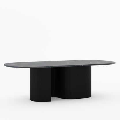 Connersville Modern Stone Top Dining Table with Sculptural Fluted Pedestal Base