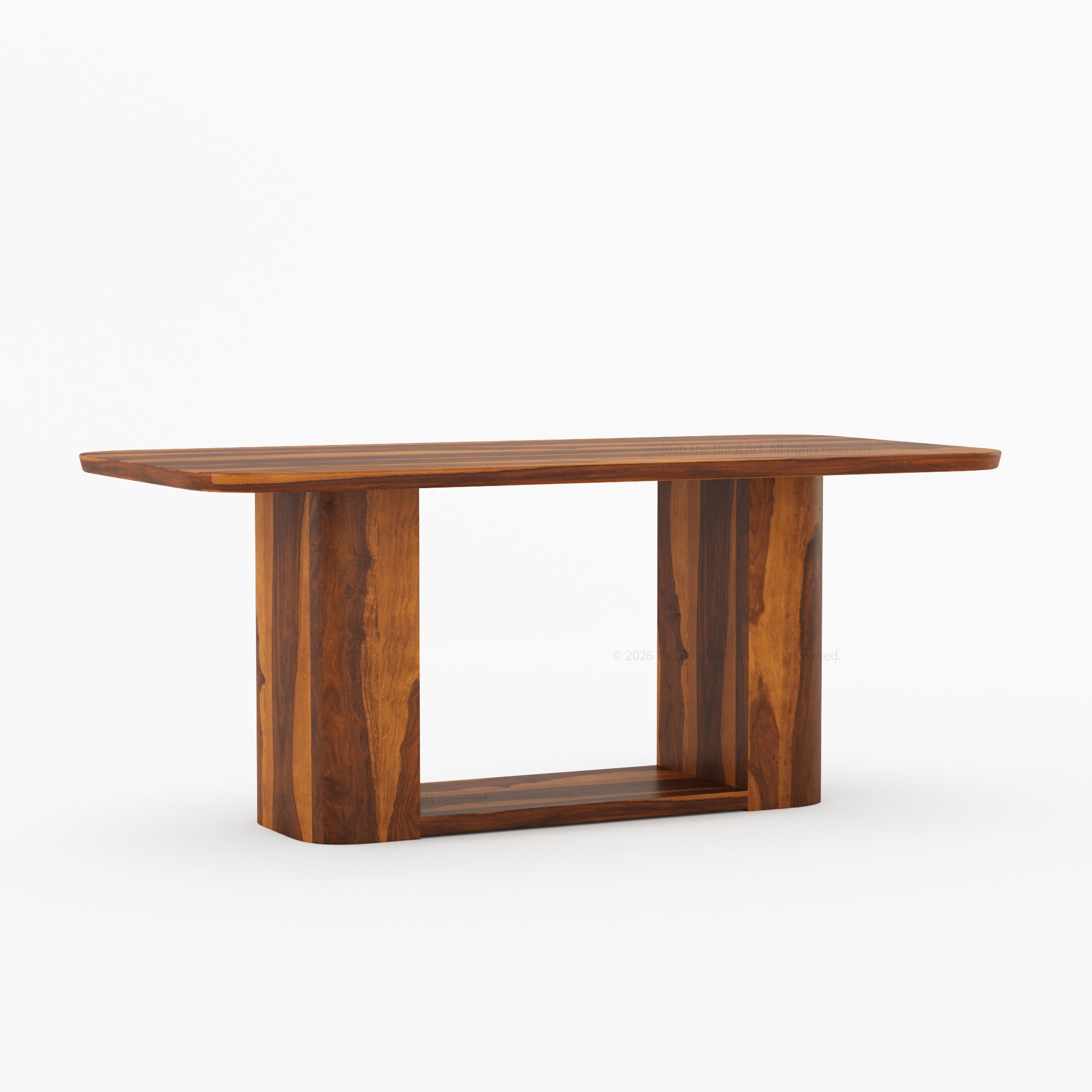 Selma Rounded Edge Solid Wood Dining Table with Double Pedestal Base