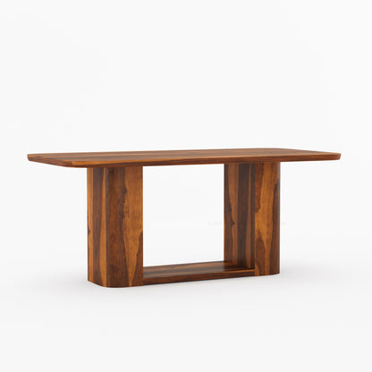 Selma Rounded Edge Solid Wood Dining Table with Double Pedestal Base