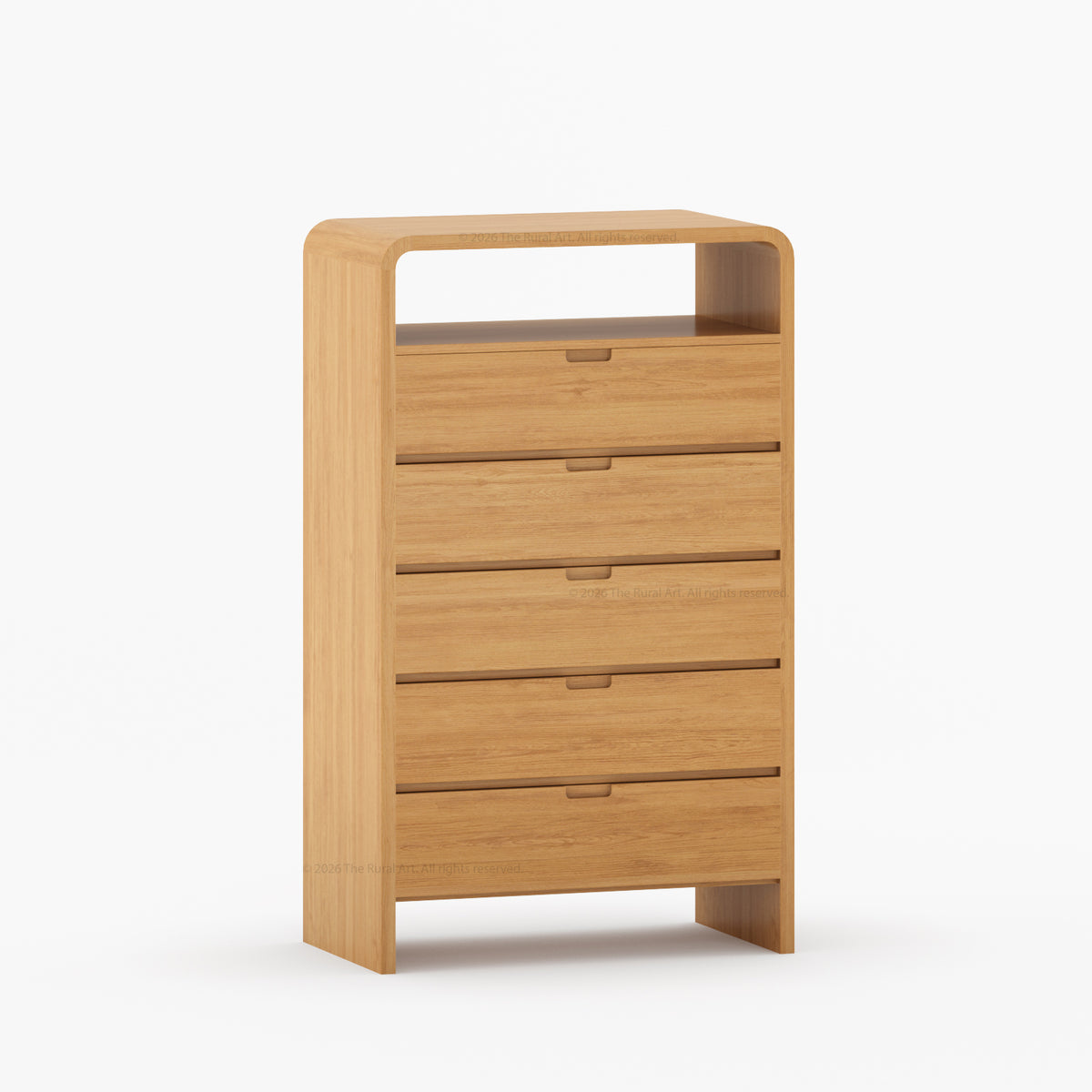 Chico Modern Solid Wood Dresser with Open Display Shelf