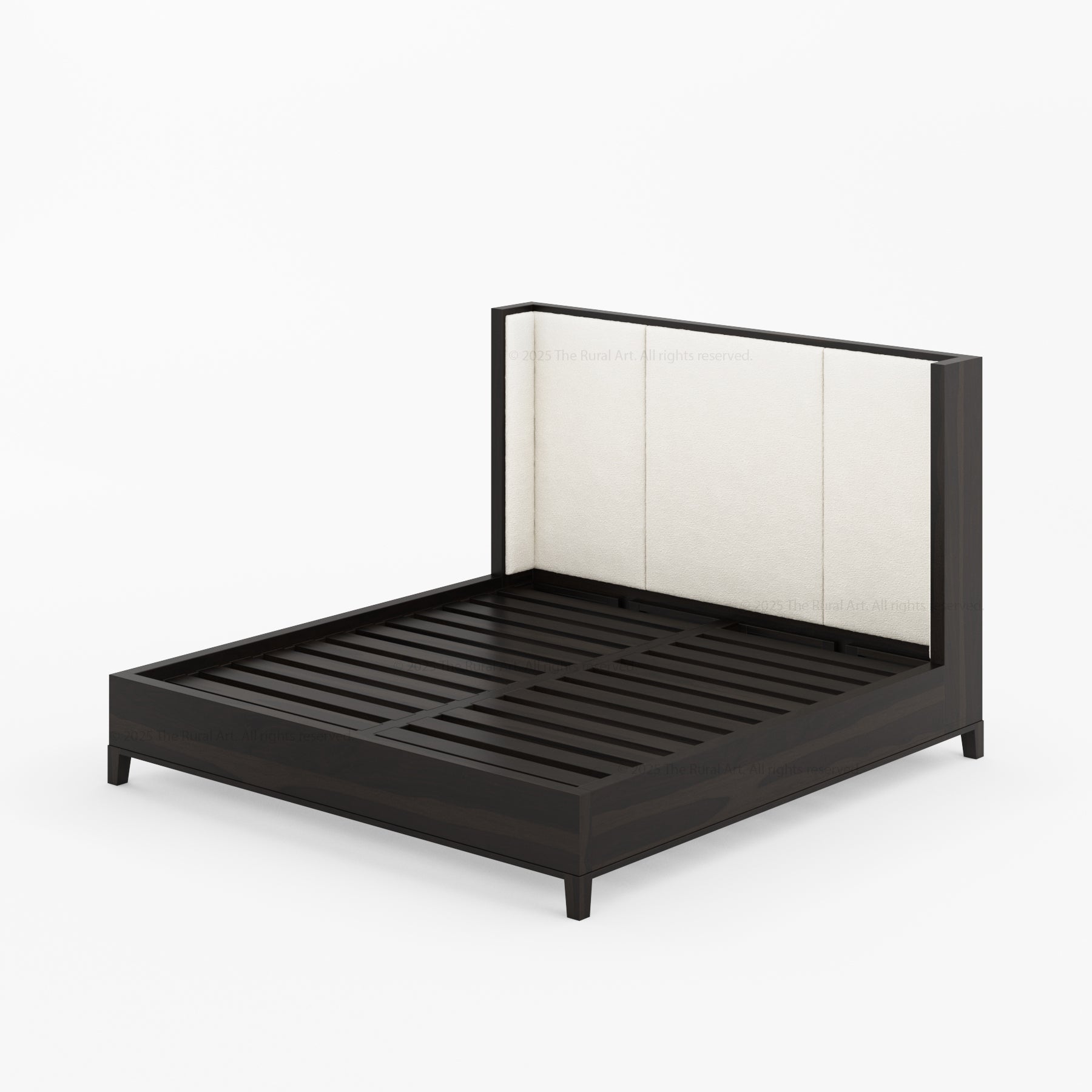 Livingston Luxe Solid Wood Shelter Bed with Bouclé Upholstered