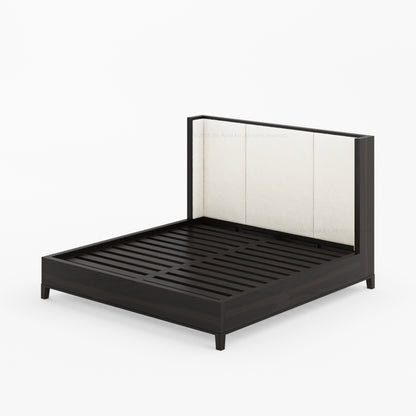 Livingston Luxe Solid Wood Shelter Bed with Bouclé Upholstered