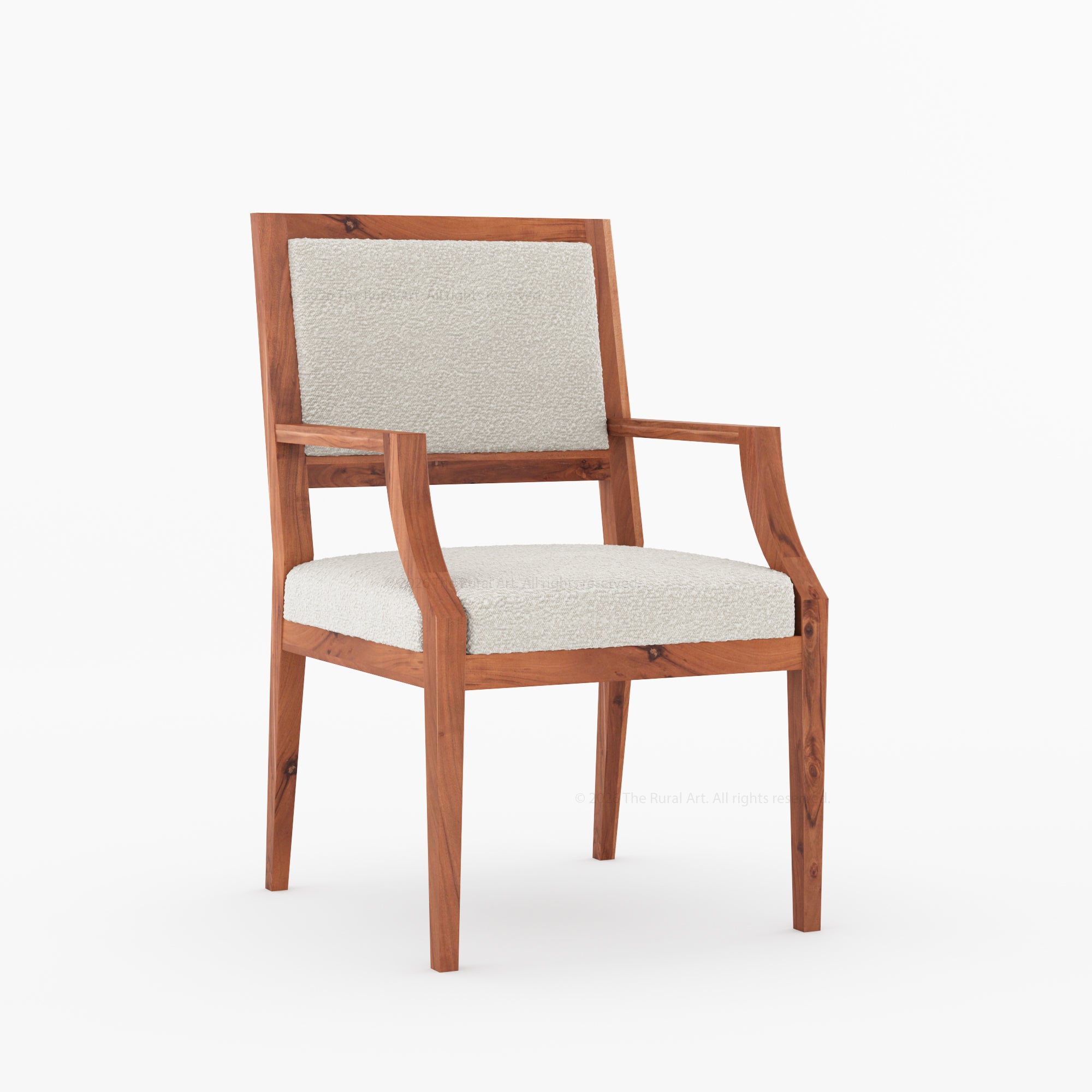 Winslow Solid Wood Dining Arm Chair with Boucle Upholstery