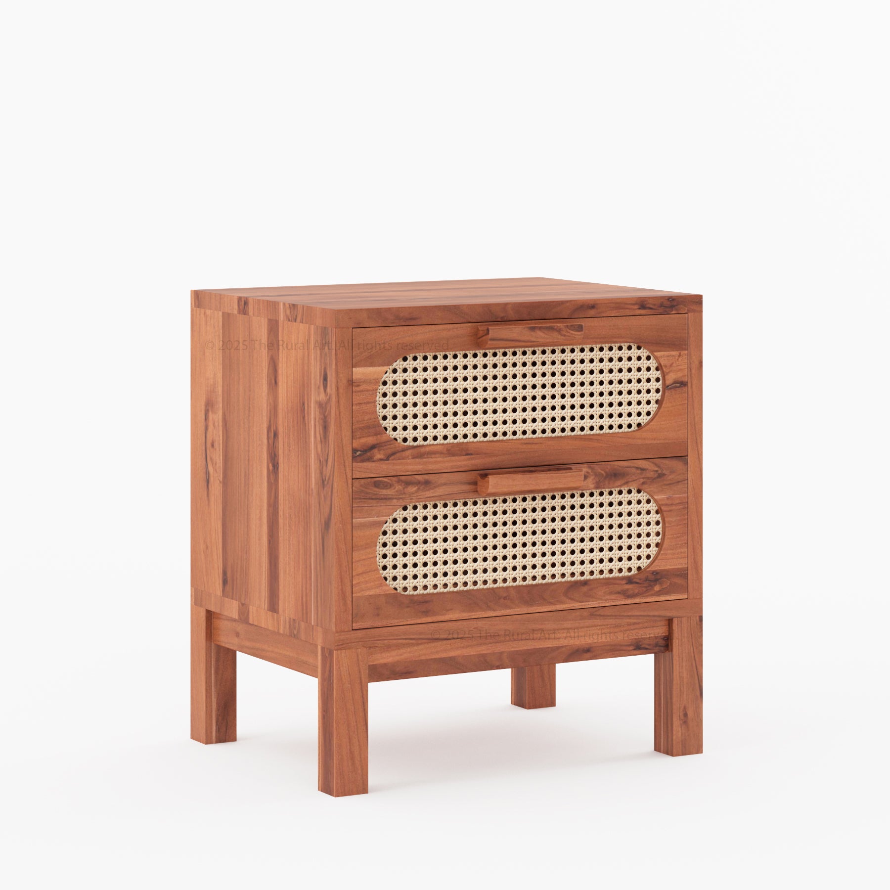 Davis Cane Front Solid Wood Nightstand