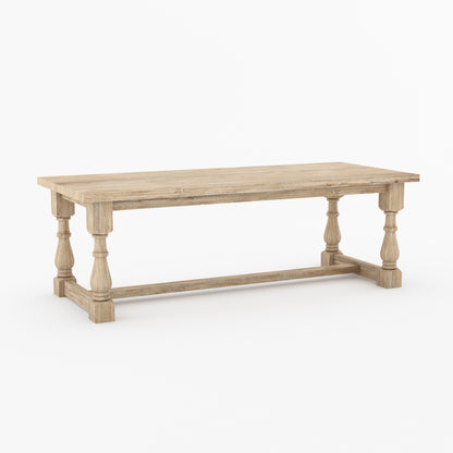 Bisbee Heritage Solid Wood Dining Table with Turned Legs &amp; Stretcher Base