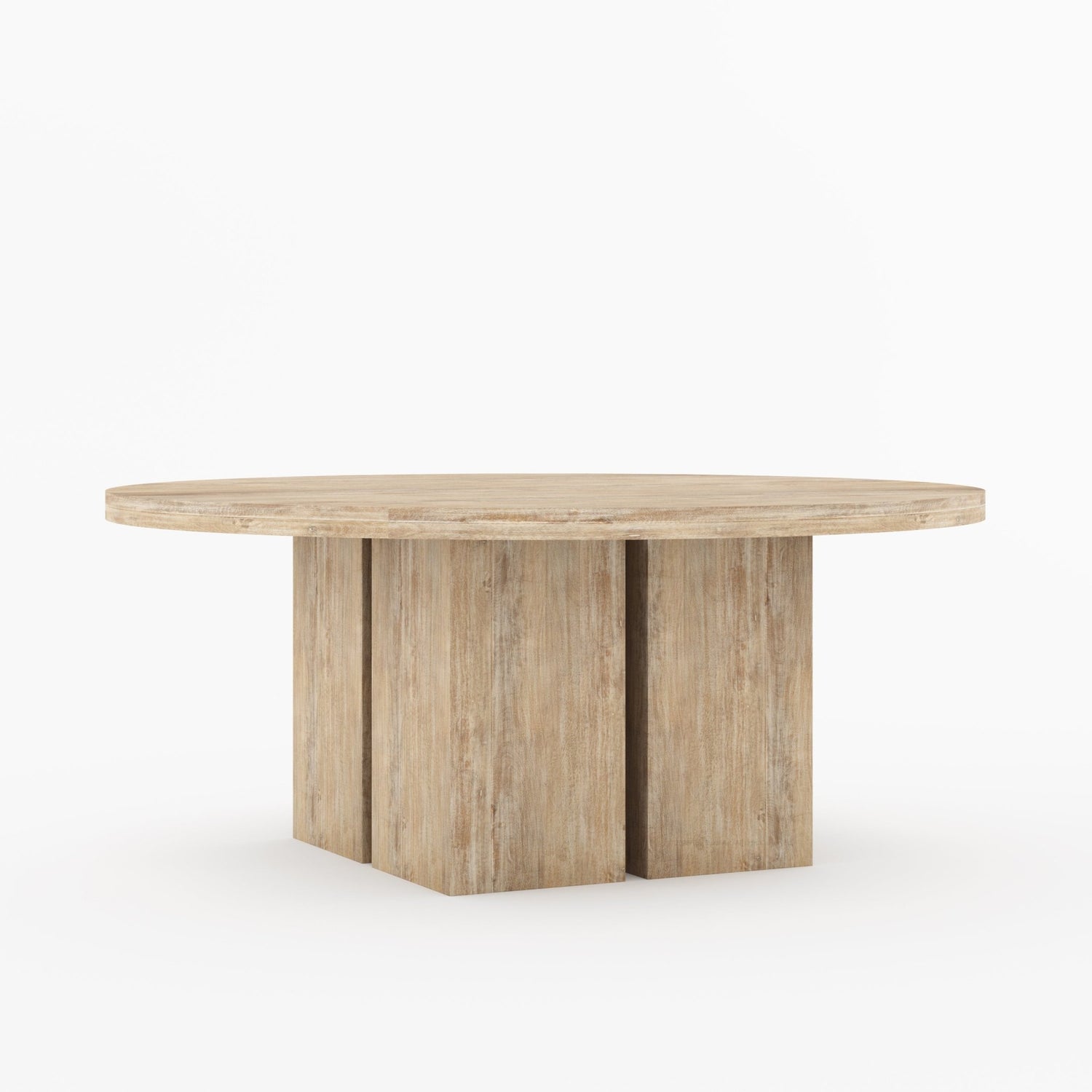 Ozark Round Wooden Pedestal Dining Table with Block Pedestal Base