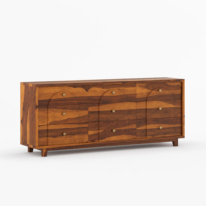 Livingston Solid Wood Dresser with Arched Front &amp; Brass Knobs