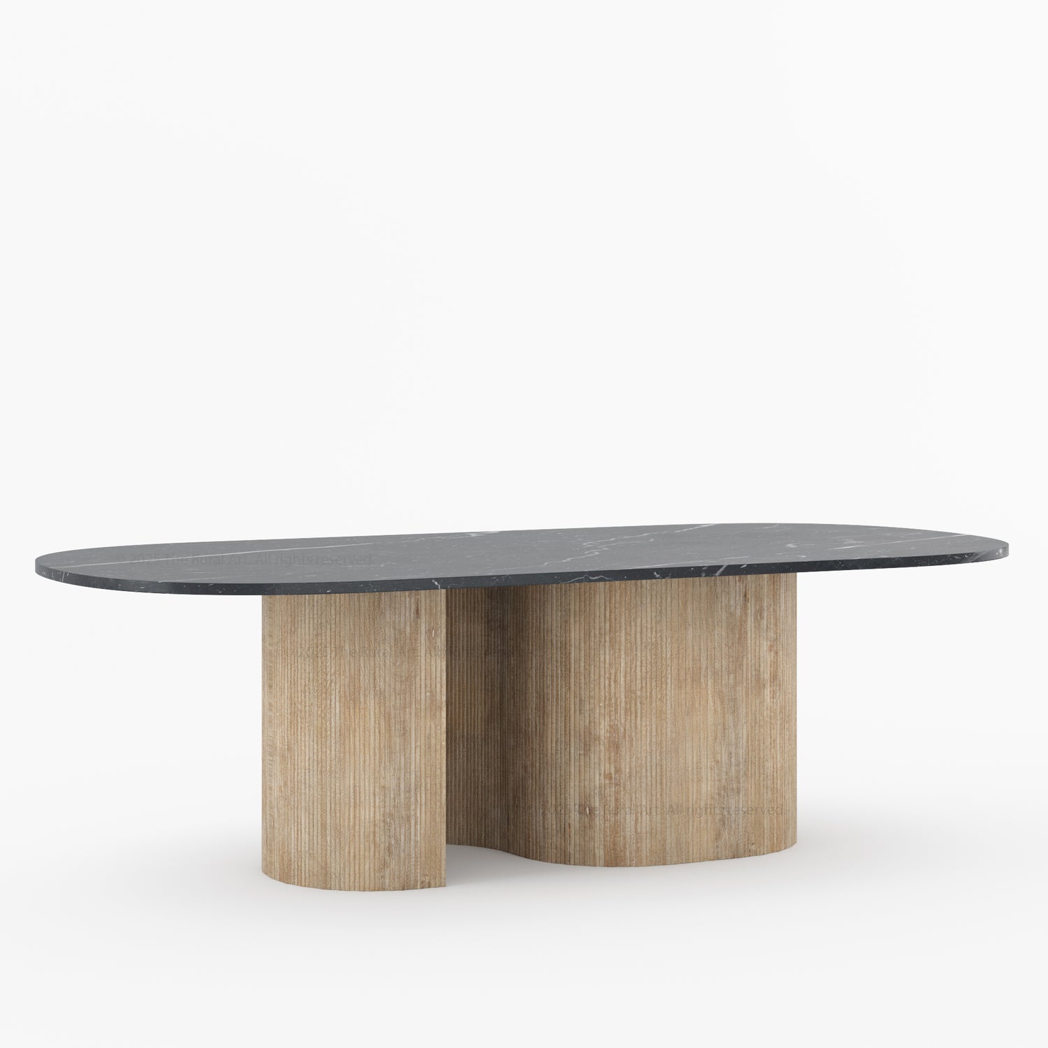 Connersville Modern Stone Top Dining Table with Sculptural Fluted Pedestal Base