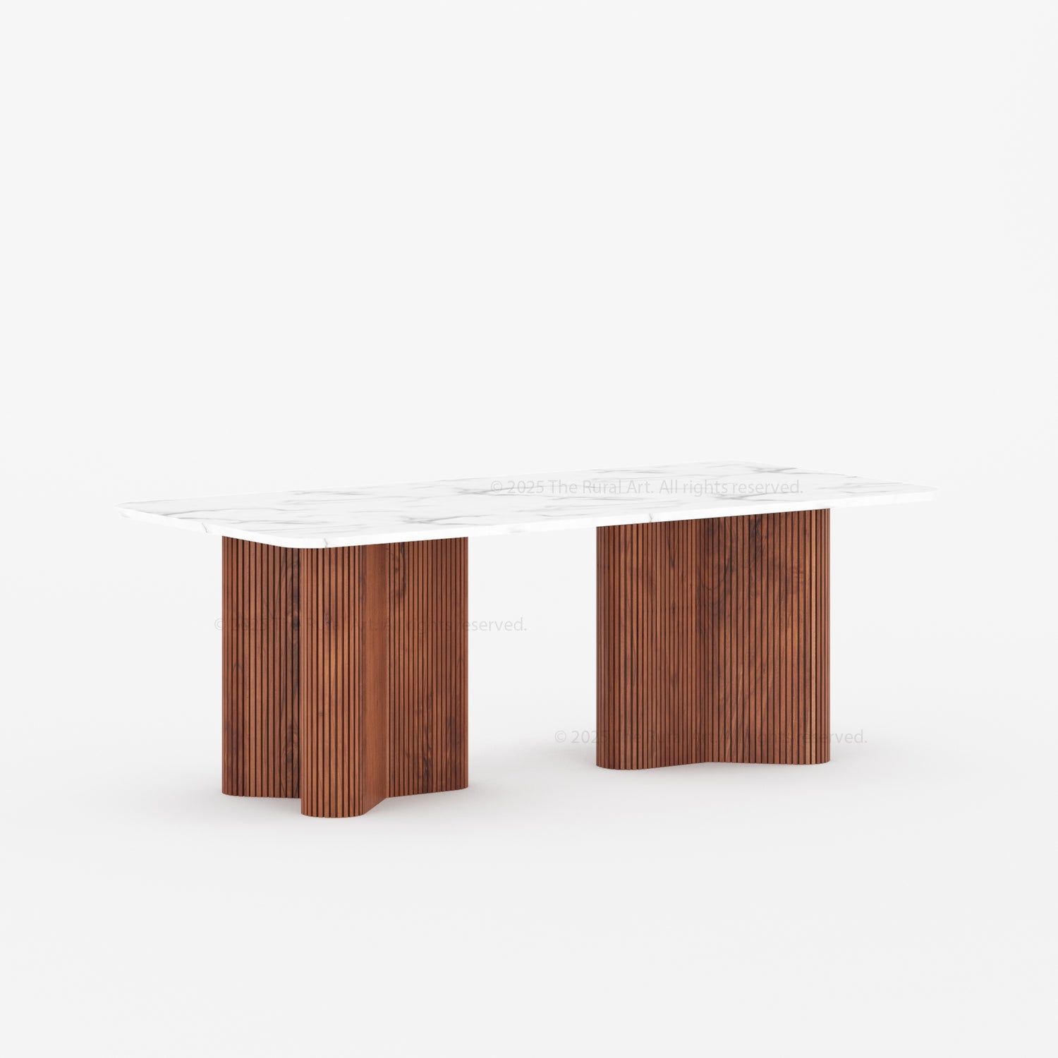 Valdez Fluted Solid Wood Dining Table with Wood or Marble Top