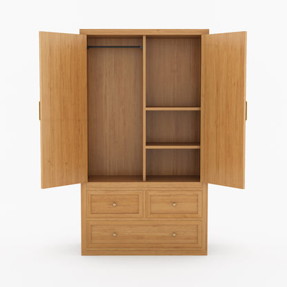 Seward Solid Wood Armoire with Drawers and Hanging Storage