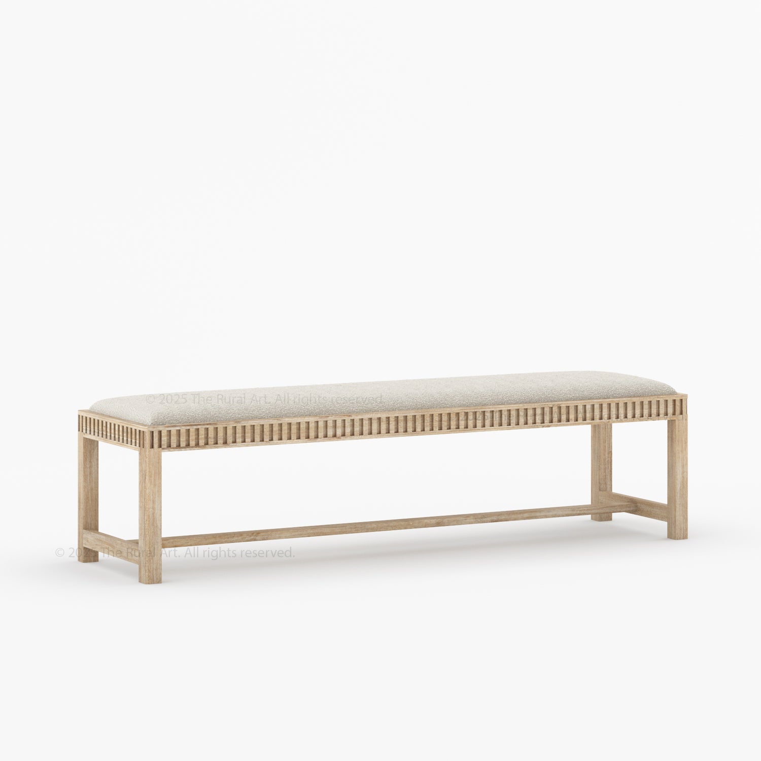 Lewes Fluted Wood Bench | Upholstered Bedroom Bench in Solid Wood Frame