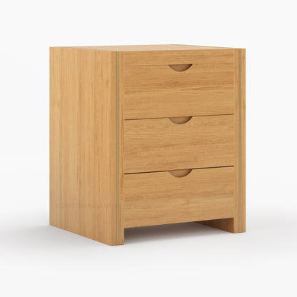 Branson Solid Wood Nightstand – Modern Black with Brass Inlay