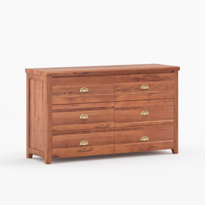 Baytown Rustic Solid Wood Bedroom Dresser with 6 Drawer