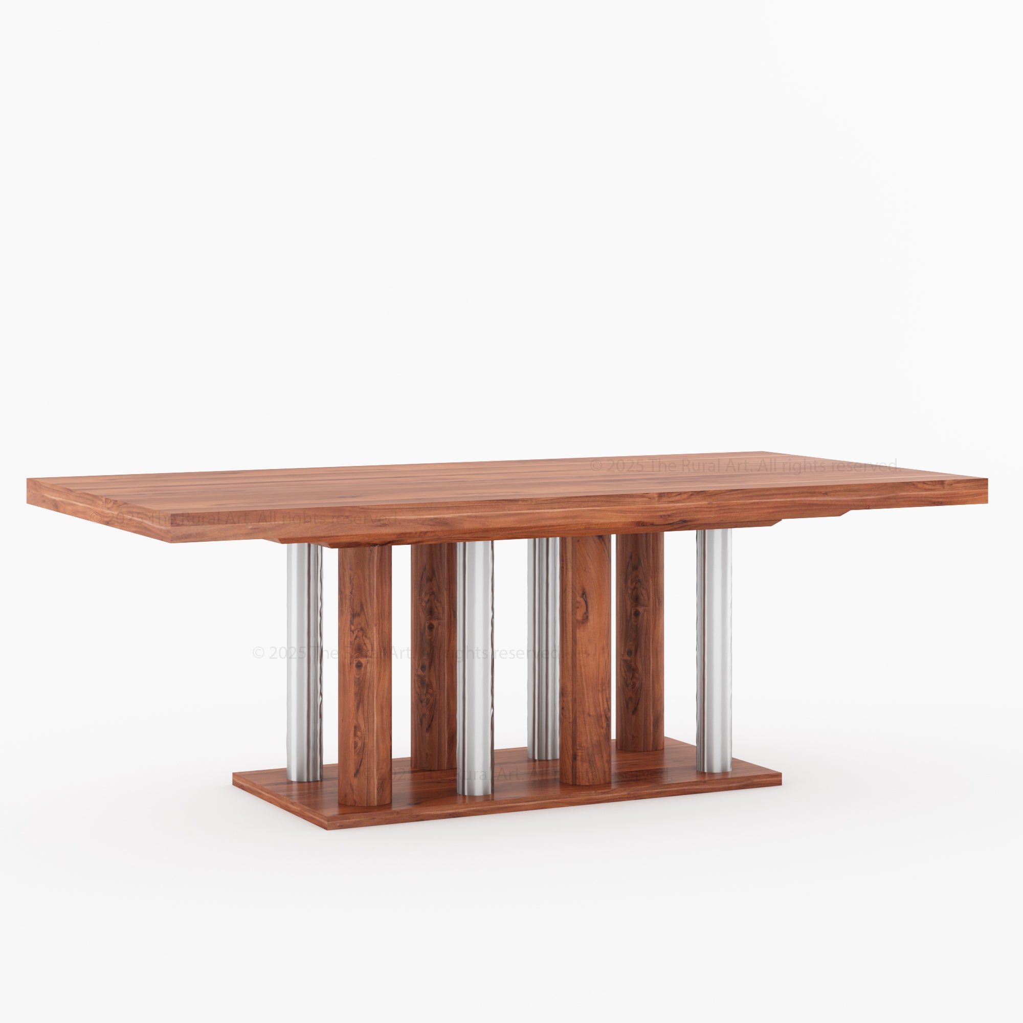 Fairbanks Modern Rectangular Wooden Dining Table with Cylinder Pedestal Base