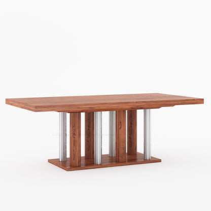 Fairbanks Modern Rectangular Wooden Dining Table with Cylinder Pedestal Base