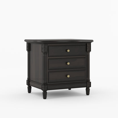 Novato Heritage Solid Wood 3-Drawer Nightstand with Carved Detailing