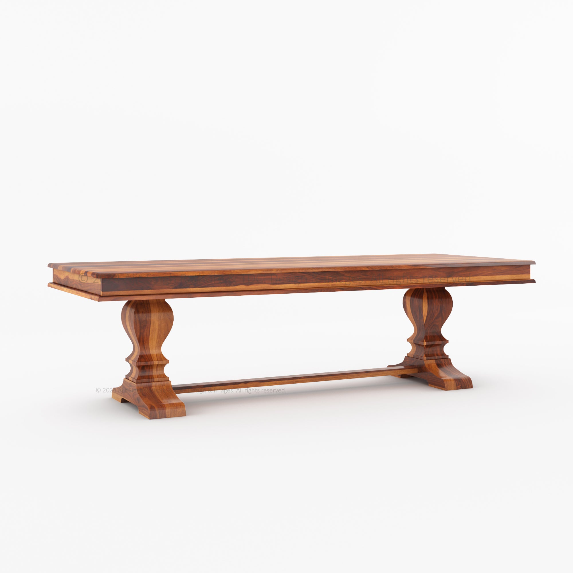 Sanford Solid Wood Dining Table with Dual Pedestal Legs