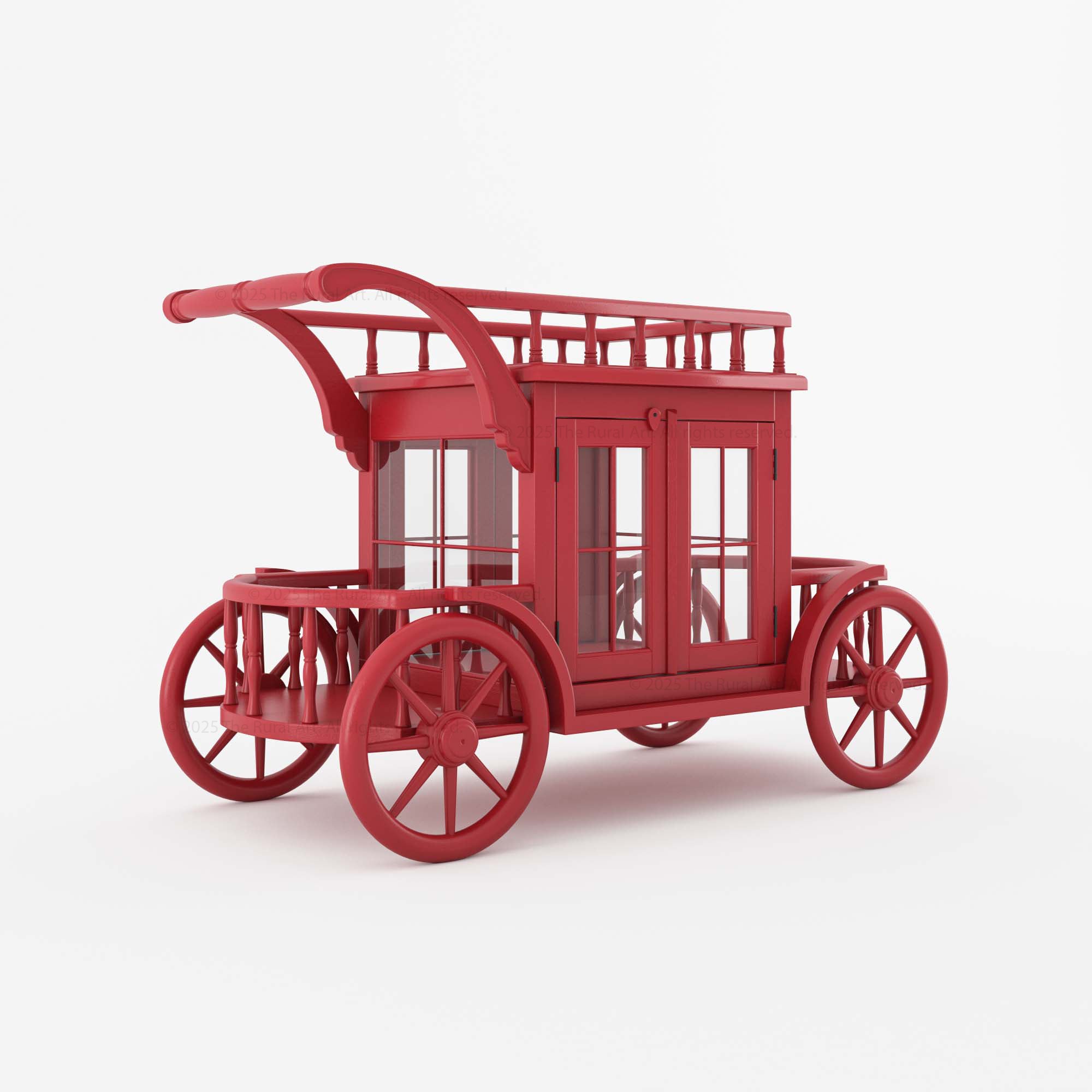 Scarlet Carriage Bar Cart – Premium One-of-a-Kind Serving &amp; Coffee Trolley