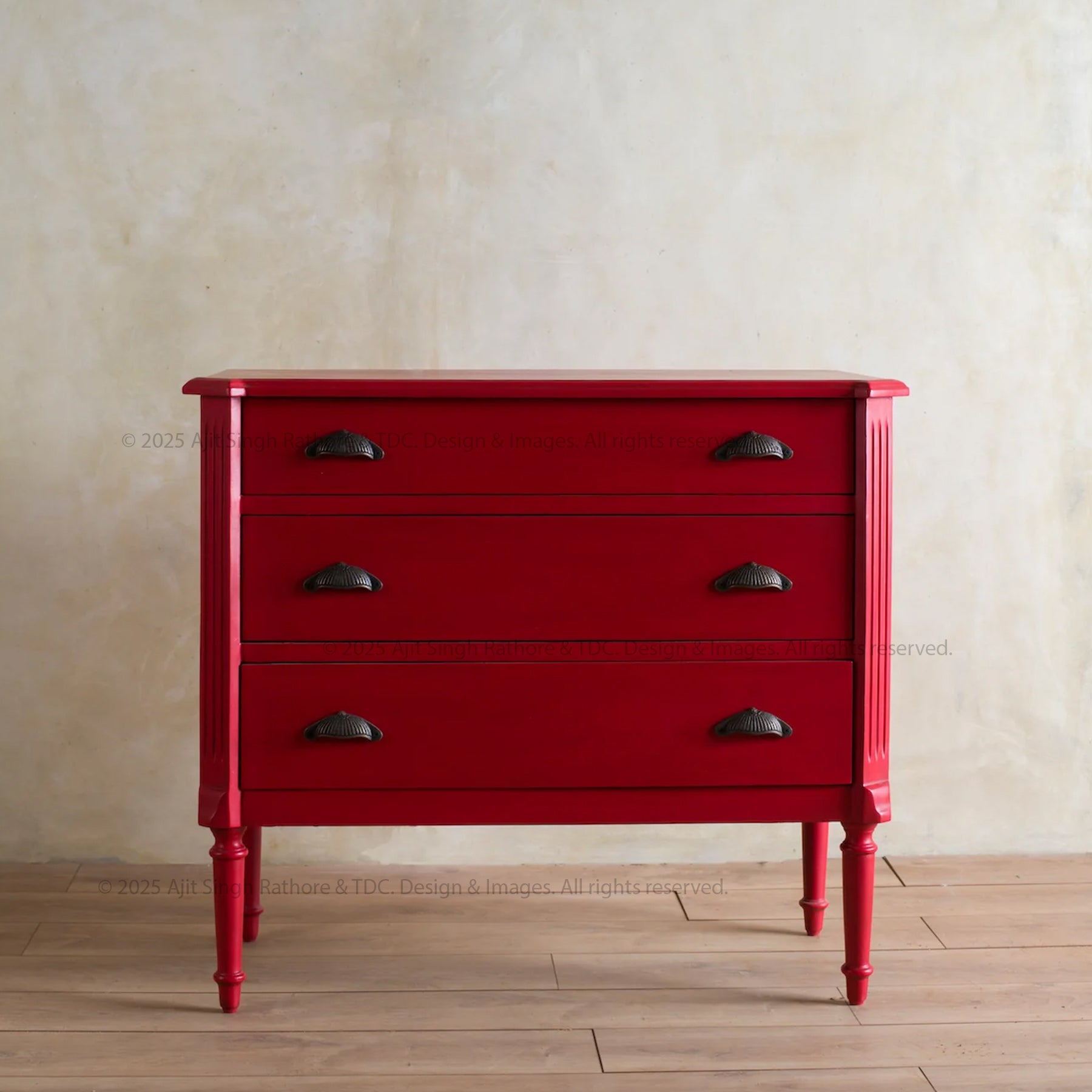 Scarsdale Vintage Red Solid Wood Chest of Drawers