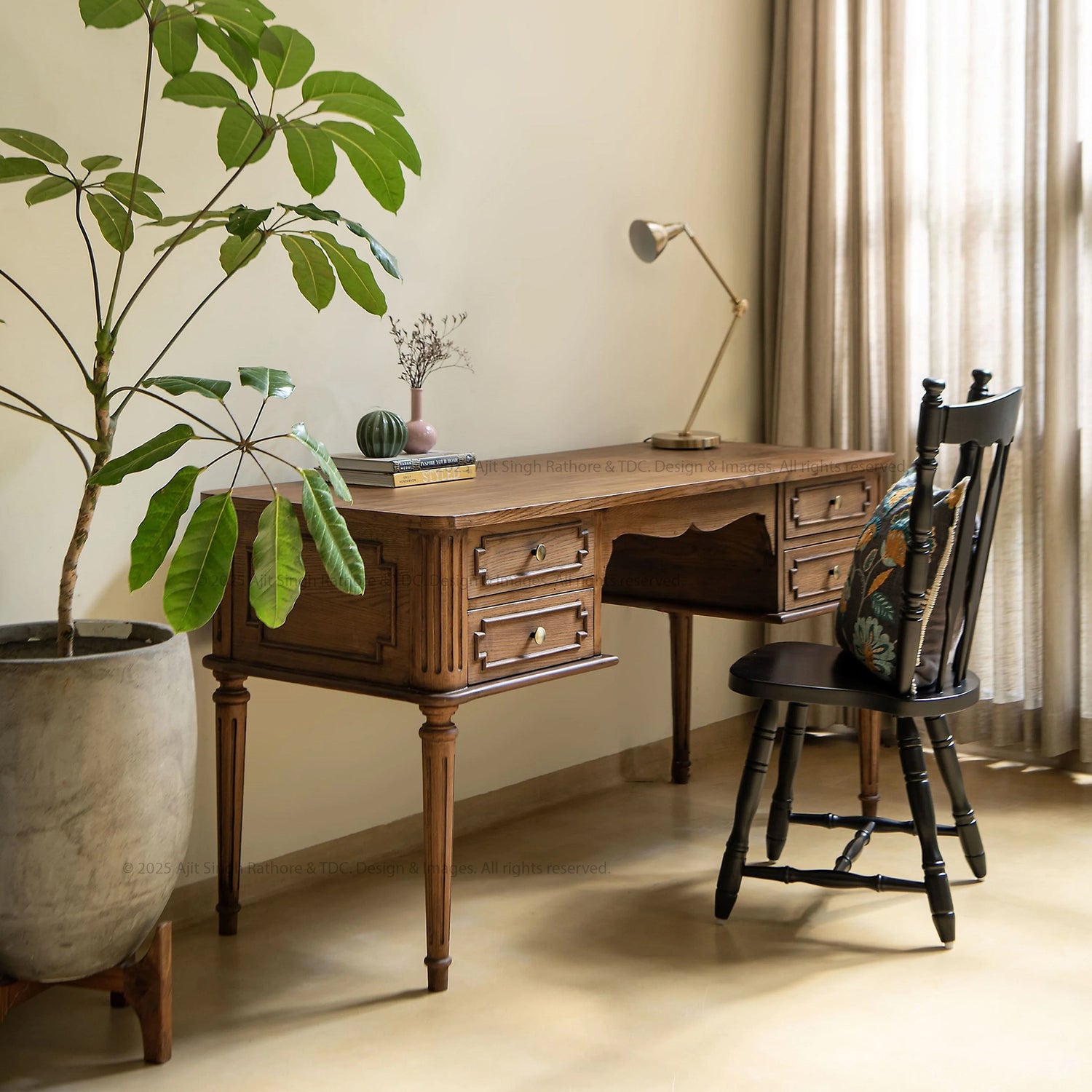 Herkimer Solid Wood Writing Desk Console Table