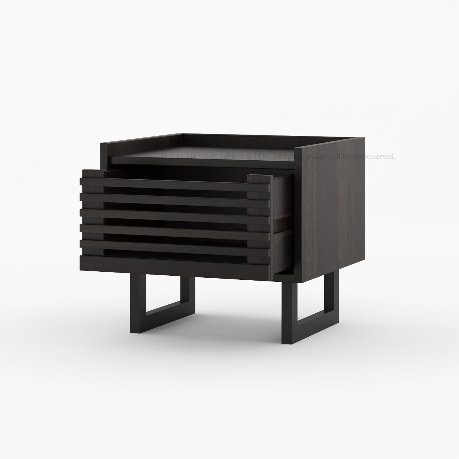 Chicago Ribbed Panel Solid Wood Night Stand