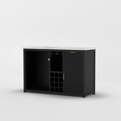 Sonoma Modern Black Bar Cabinet with Mini Fridge Space