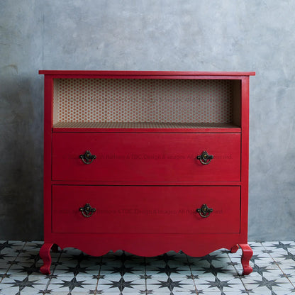 Schenectady Vintage Red Solid Wood Dresser with Open Shelves