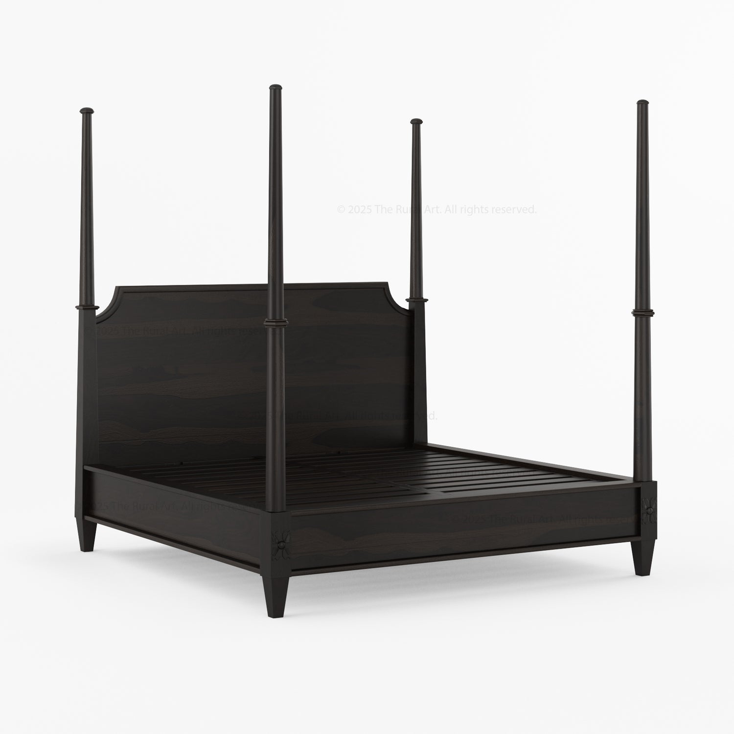 Dothan Four-Poster &amp; Floral-Carved Leg Solid Wood Bedroom Collection