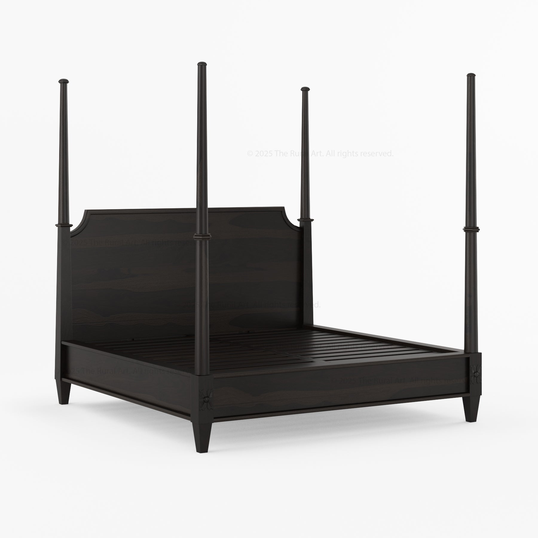 Dothan Four-Poster &amp; Floral-Carved Leg Solid Wood Bedroom Collection