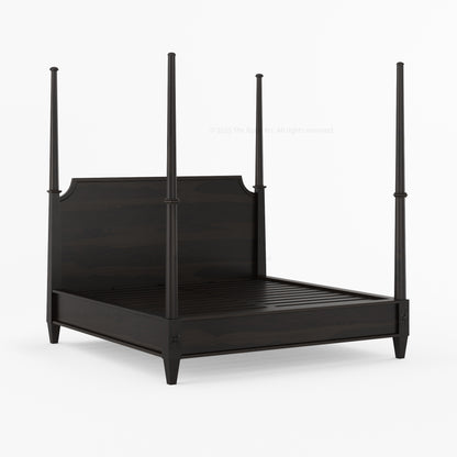 Dothan Four-Poster &amp; Floral-Carved Leg Solid Wood Bedroom Collection