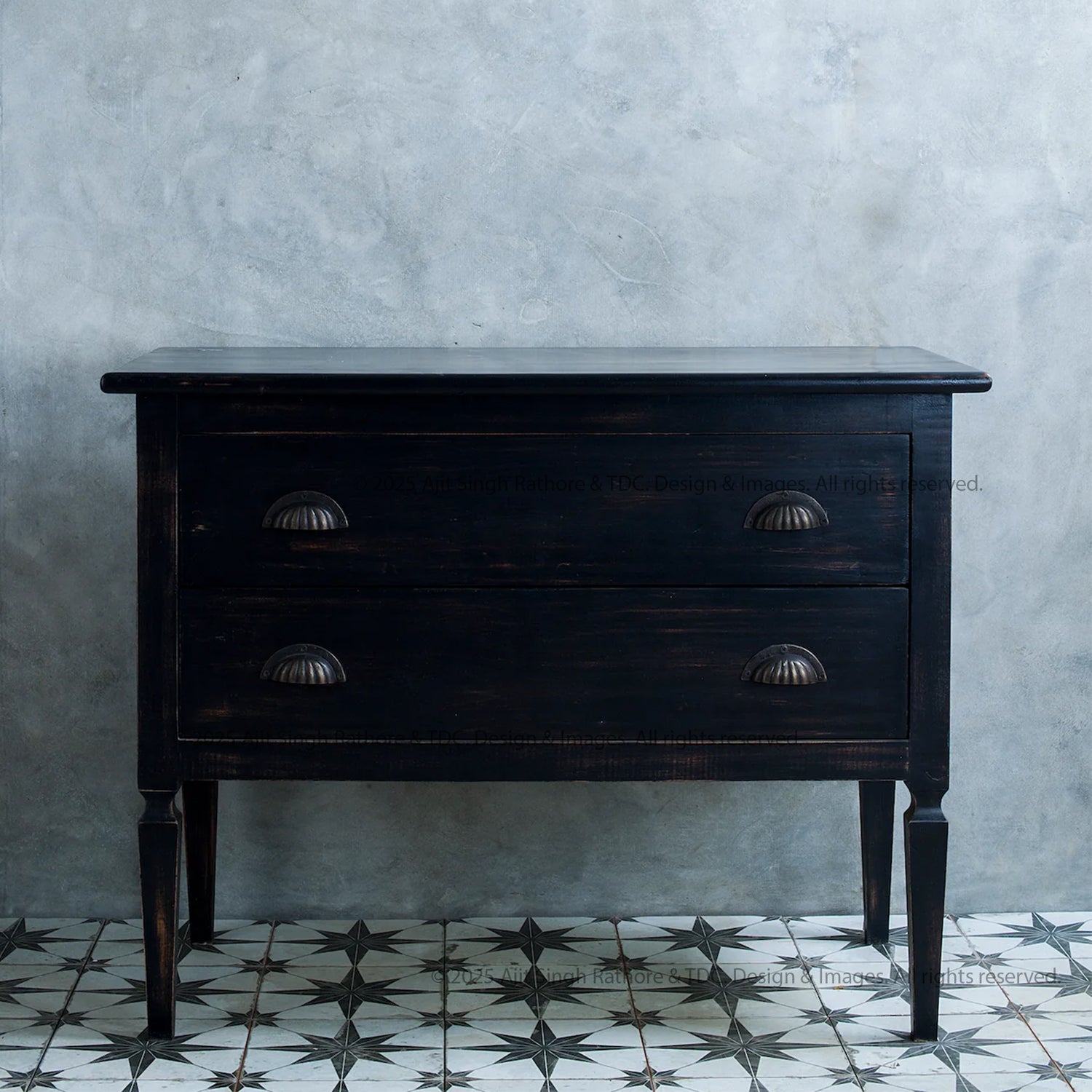 Seneca Falls Rustic Black Solid Wood Chest of Drawers