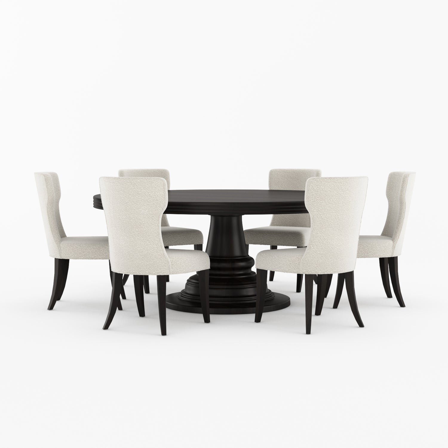 High Point Solid Wood Round Pedestal Dining Table &amp; Upholstered Chair Set