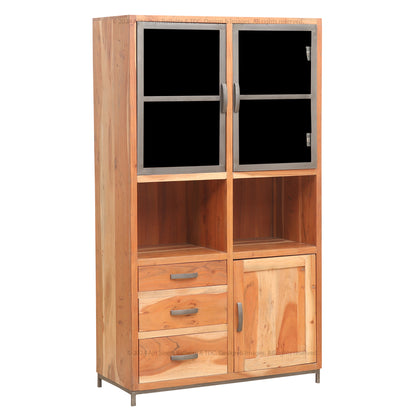 Trenton Industrial Solid Wood China Cabinet Hutch