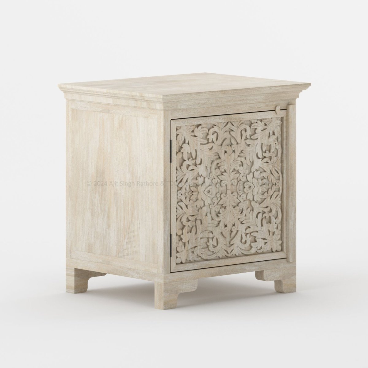 Malibu Weathered Hand Carved Solid Wood Nightstand