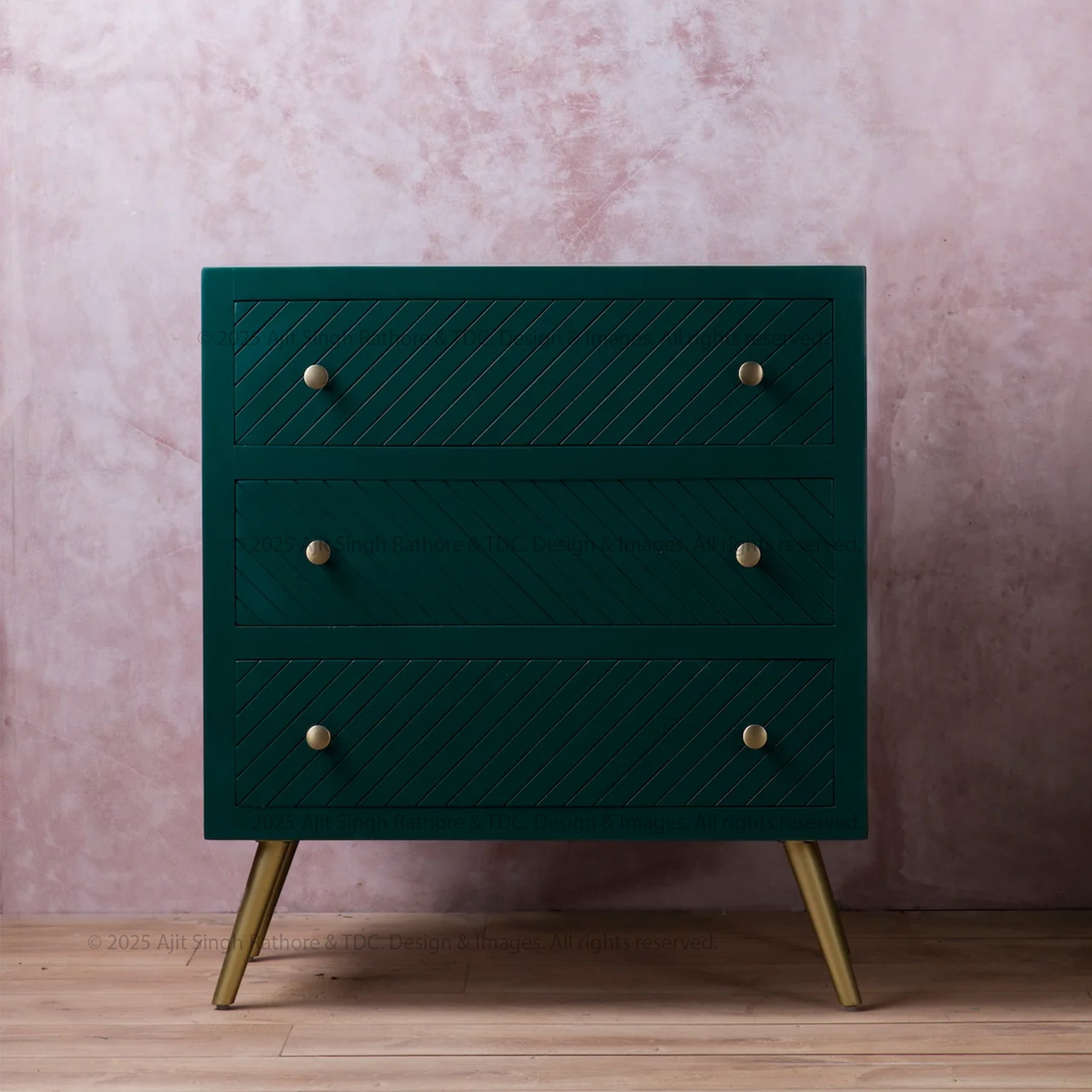 Rye Emerald Green Mid-Century Modern Chest of Drawers