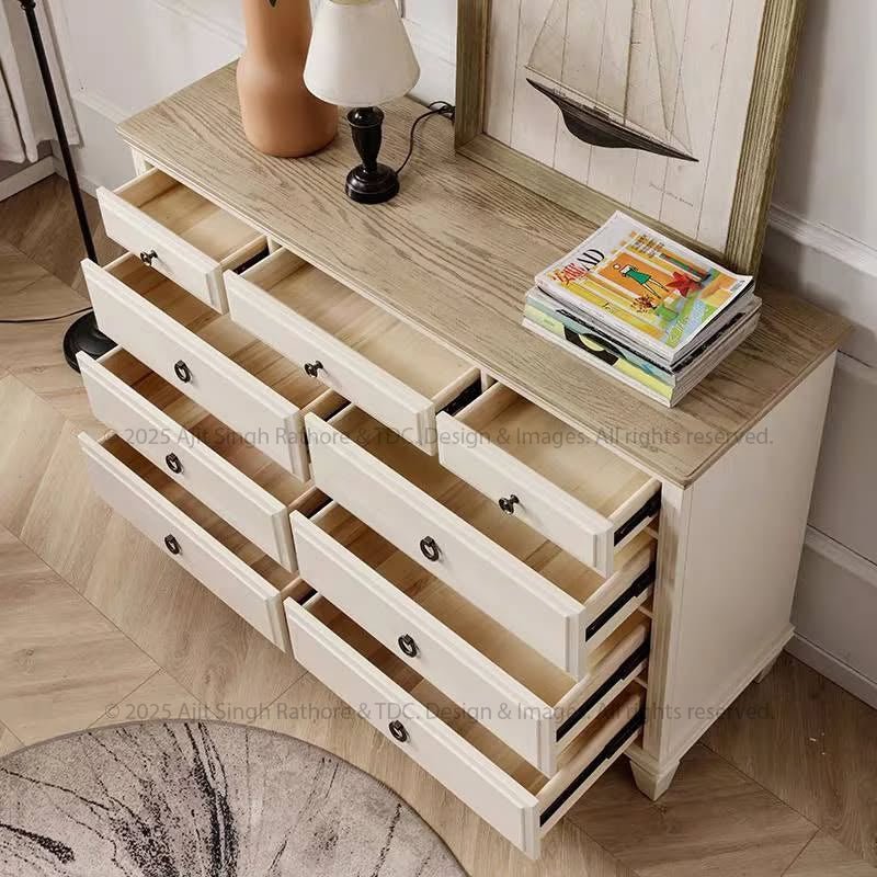 Nome Solid Wood 9-Drawer Dresser Vintage Farmhouse Storage Cabinet 7 Drawers Nome Solid Wood 9-Drawer Dresser Vintage Farmhouse Storage Cabinet 7 Drawers